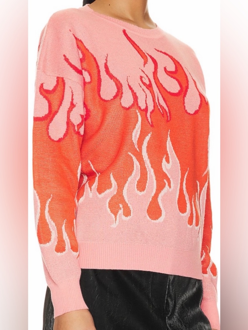 Steve Madden Pink Coral Knit Crewneck Sweater